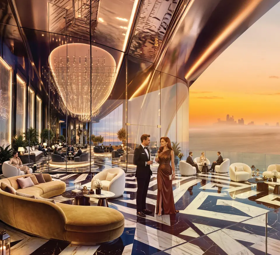 King’s Club Deck rooftop terrace at sunset